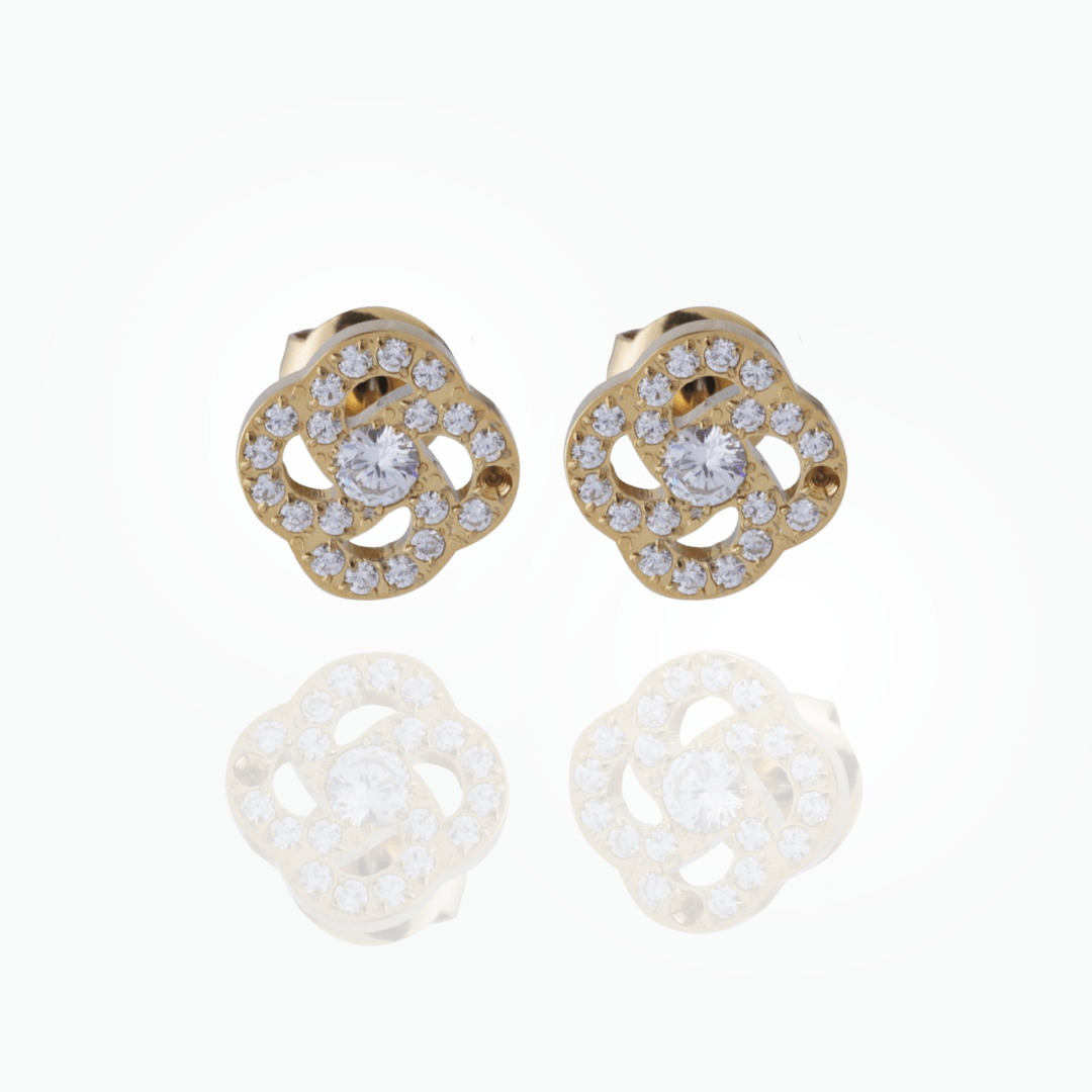 VICTORY | Clover zircon stud earrings